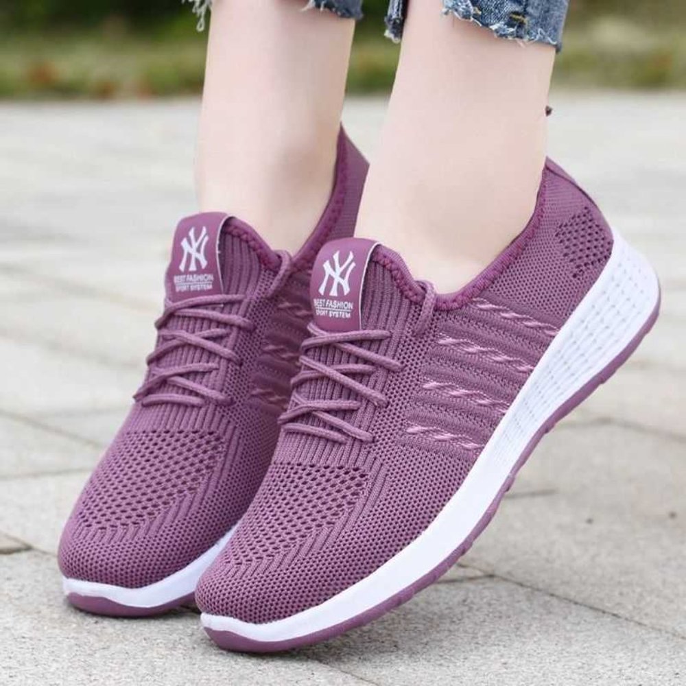 Mesh Top slip-on sneakers - ladies fashion sneakers Purple & White sneakers - Picture 15 of 16